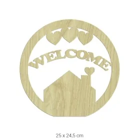 L103 Ahşap Welcome Yazılı Kapı Süsü Boyanabilir Obje